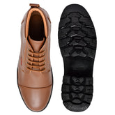 OSTRICHFIT LACE-UP COMBAT POLICE DMS BOOT TAN & BLACK SIZE 6-10 FOR MEN AND GIRLS OF-PS102TAN